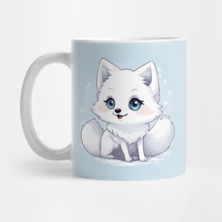 Kawaii Cute Arctic Fox In Snow Mug